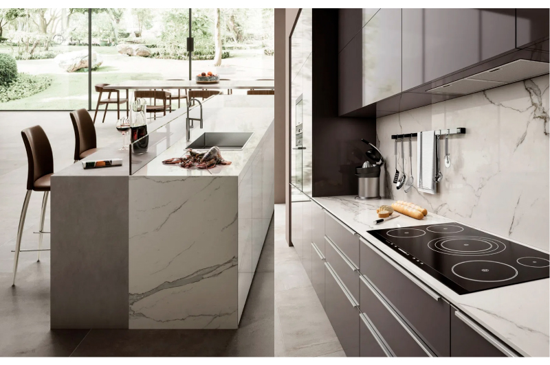 Cocina moderna, planchas marmol, cocina minimalista, vanguardia