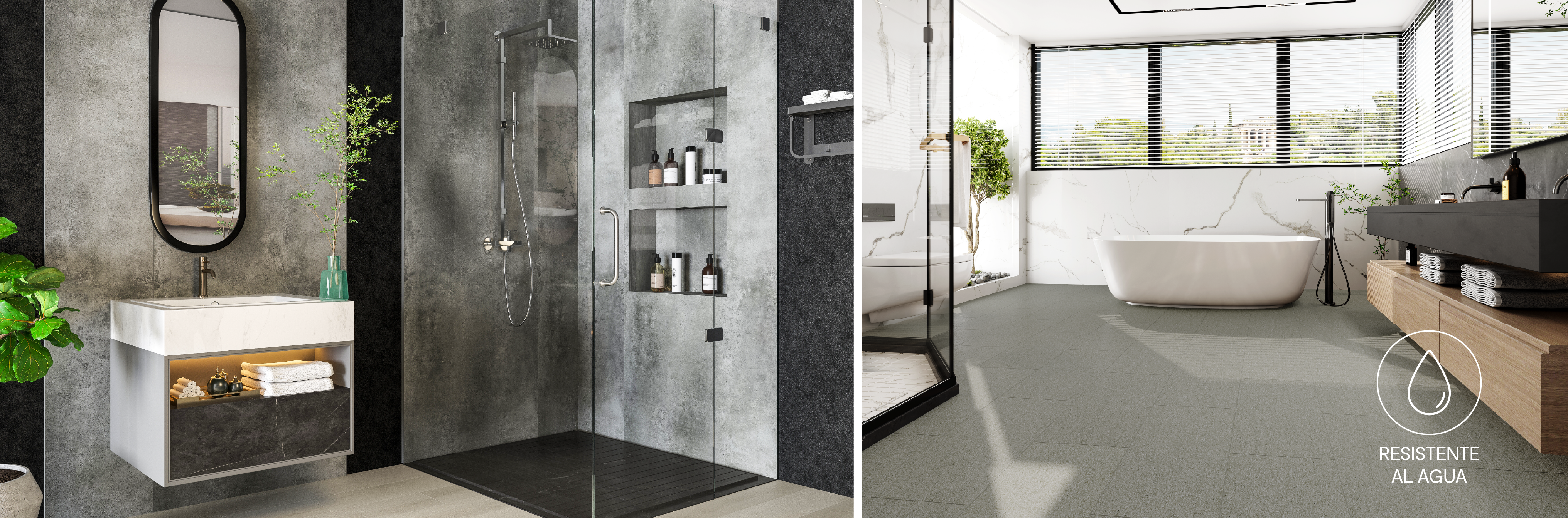pisos vinílicos estilo madera y piedra perfecto para baños.